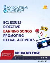 Media Release - Broadcasting Commission Issues Directive On Songs Promoting Illegal Activity